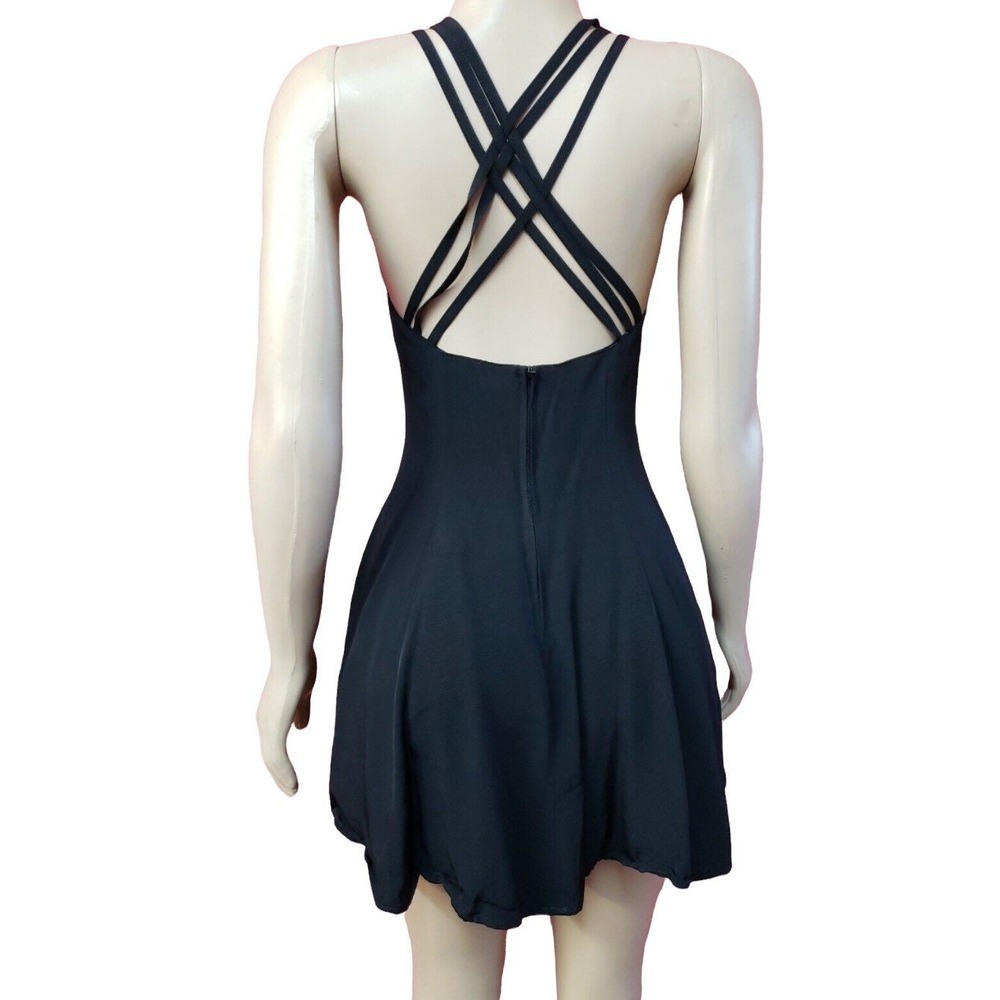 Rampage Mini Dress Womens 5 Black Good Vintage 90s Strappy Cut Out Back Sporty
